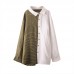 Cotton And Linen Shirt Horizontal Stripes Splicing Straight Long Sleeve Spring Autumn Blouse High Street 2020 Women FZ2330