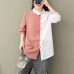 Cotton And Linen Shirt Horizontal Stripes Splicing Straight Long Sleeve Spring Autumn Blouse High Street 2020 Women FZ2330