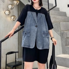 Fashion Short Sleeve Dress For Kids Large Size Is Thin And Fashionable Stitching Denim 2020 Women Dresses For Girls