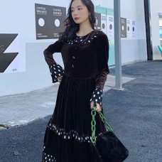 Korea Vintage Women Fashion Dress 2020 Spring Elegant Pleated Pullover Peter Pan Collar Small Fresh Casual Dress