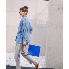 Korean Blue Stripe Shirt, Spacious Long Sleeve Shirt, With Female Lens, To Fall Fashion, 2020 New Product