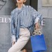 Korean Blue Stripe Shirt, Spacious Long Sleeve Shirt, With Female Lens, To Fall Fashion, 2020 New Product