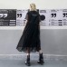 Salt And Sweet Sexy Dress A Word Big Size Temperament French Retro Gauze Foreign Style Dress Two Piece Dress