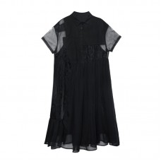 Salt And Sweet Sexy Dress A Word Big Size Temperament French Retro Gauze Foreign Style Dress Two Piece Dress