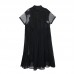 Salt And Sweet Sexy Dress A Word Big Size Temperament French Retro Gauze Foreign Style Dress Two Piece Dress