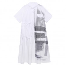 Streetwear Loose Dress 2020 Women Casual Summer Turn Down Collar Ankle Length A Line Thin Sexy Vintage Long Dress