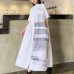 Streetwear Loose Dress 2020 Women Casual Summer Turn Down Collar Ankle Length A Line Thin Sexy Vintage Long Dress