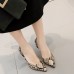MHYONS 2020 New Women Classic Slingback Kitten Heels Dress Pump Snake Prints Brown Black Grace Occupation Pumps Shoes