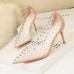 Rivet Women PVC Clear Transparent Pumps Perspex Heel Stilettos High Heels Point Toes Shoes Ladies Party Dress Shoes