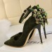 Women High Heels Ankle Buckle Strap Shoes Female Sexy Stiletto Bling Rhinestone Cover Heel Drill Fashion Red Wedding Pump