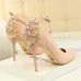 Women High Heels Ankle Buckle Strap Shoes Female Sexy Stiletto Bling Rhinestone Cover Heel Drill Fashion Red Wedding Pump