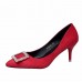 Women Pumps Fashion Ladies Rhinestone High Heels Shoes Soft Leather Heels Shoes Woman Pointed Toe Non Slip Brand Plus Size 42